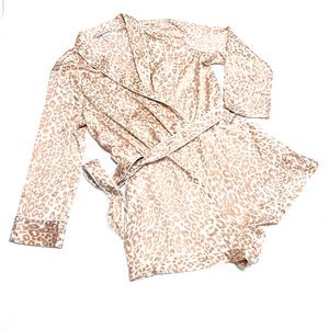 Victoria's Secret Satin Romper Pink Leopard Print Size XL